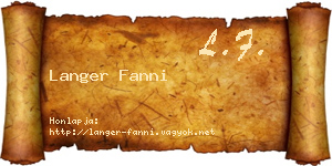 Langer Fanni névjegykártya